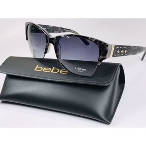 New BEBE BB7196 002 Jet Animal Print Sunglasses 58mm with Bebe Case